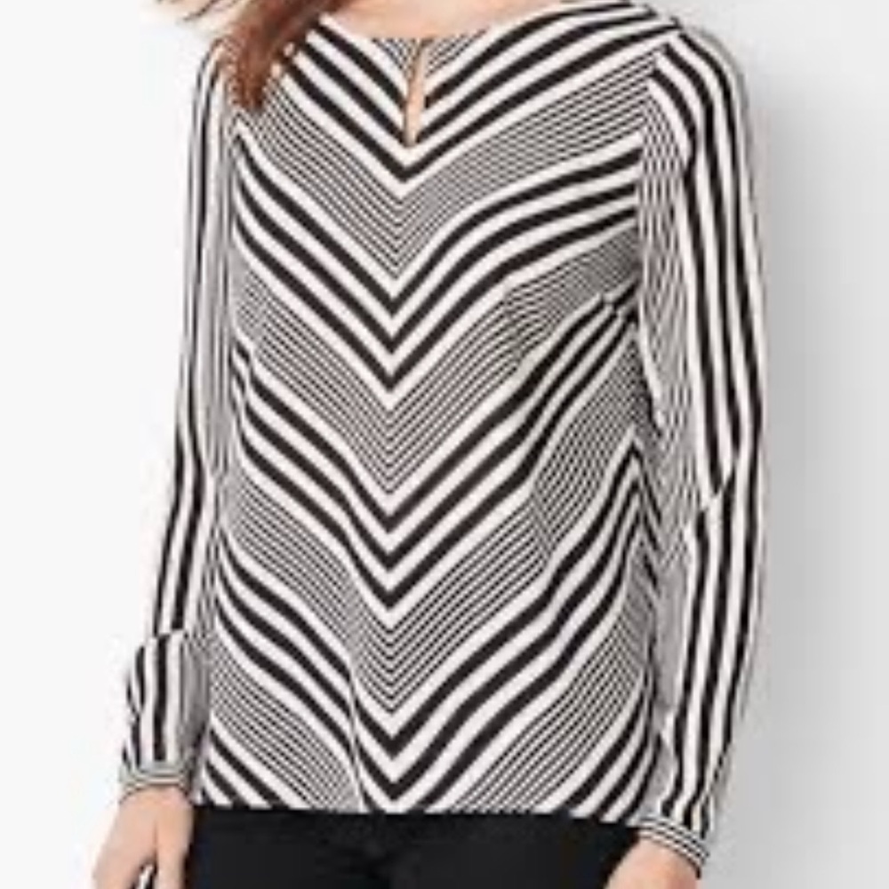 Talbots Black and White Graphic Long Sleeve Blouse size 3X NWOT